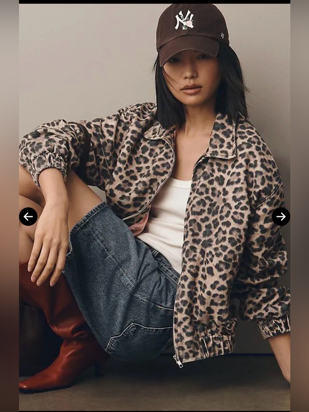 Leopard Print Bomber Jacket -M